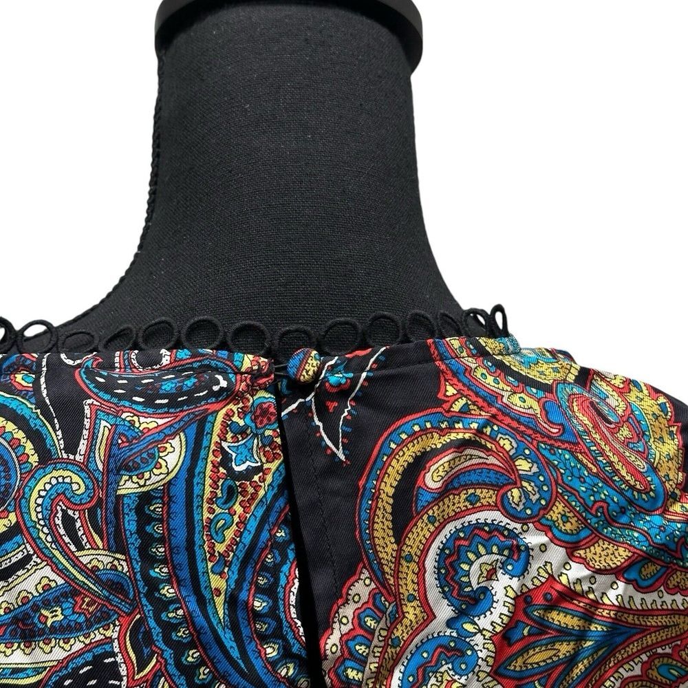 J.Crew 100% Silk Women's Size 6 Twill Top In Bold Paisley Print Black NWT - Picture 7 of 13